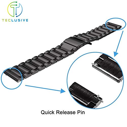 T TECLUSIVE Ultra Luxury Stainless Steel Metal Chain Strap Band 22mm for Galaxy Watch 3 (45mm) | Galaxy Watch 4.6cm | Gear S3 Frontier | Amazfit Pace | Ticwatch Pro 2 | Fossil Explorist - Image 4