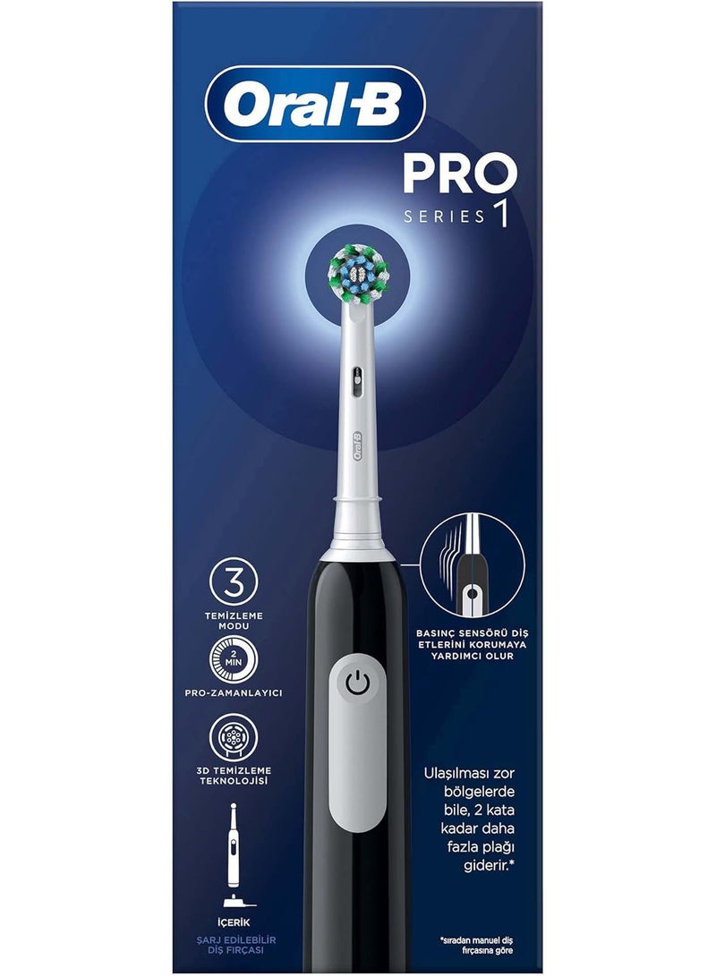 أورال بي فرشاة أسنان كهربائية سوداء برو سيريز من اورال بي، 1 رأس - Image 1