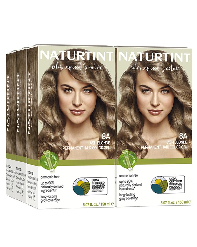 Naturtint 8A Ash Blonde Permanent Hair Color (Pack of 6), Ammonia Free, Vegan, Cruelty Free, up to 100% Gray Coverage, Long Lasting Results (Packaging may vary) - Image 1