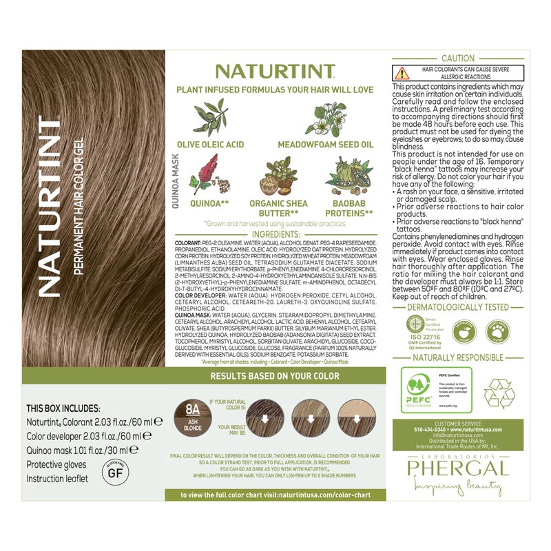 Naturtint 8A Ash Blonde Permanent Hair Color (Pack of 6), Ammonia Free, Vegan, Cruelty Free, up to 100% Gray Coverage, Long Lasting Results (Packaging may vary) - Image 4