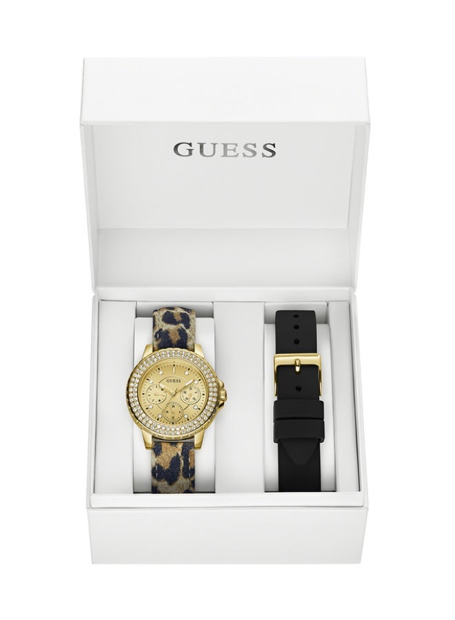 جس ساعة نسائية جيس 36مم - سوار قابل للتبديل، ميناء شامبانيا، علبة بلون ذهبي، متعدد الألوان، GW0660L2 - Image 2