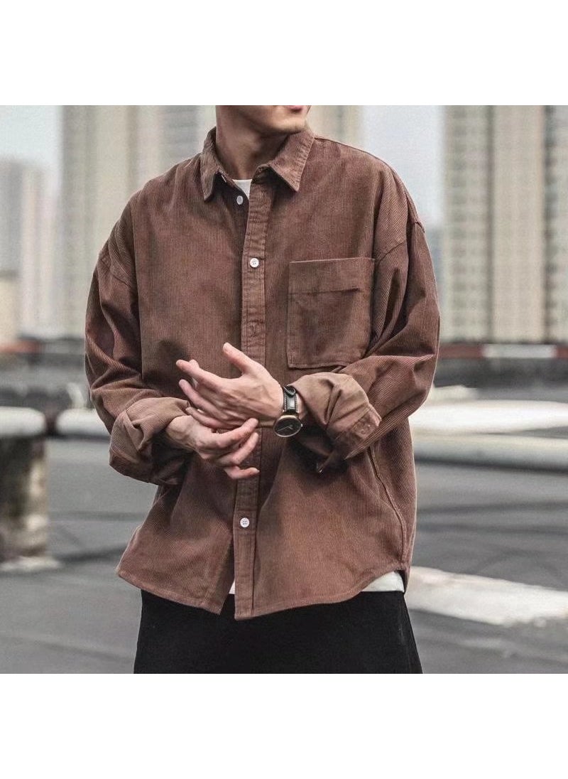 Generic Corduroy Shirt Men's Long-sleeved Top Spring and Autumn Japanese Style Popular Brand Casual Loose All-match Ruffian Handsome Jacket  - Image 4