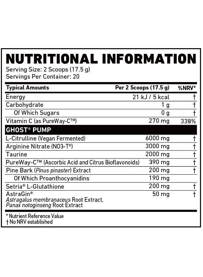 Ghost Pump Nitric Oxide Powder Pre-Workout - Pineapple - (350g) - Image 2
