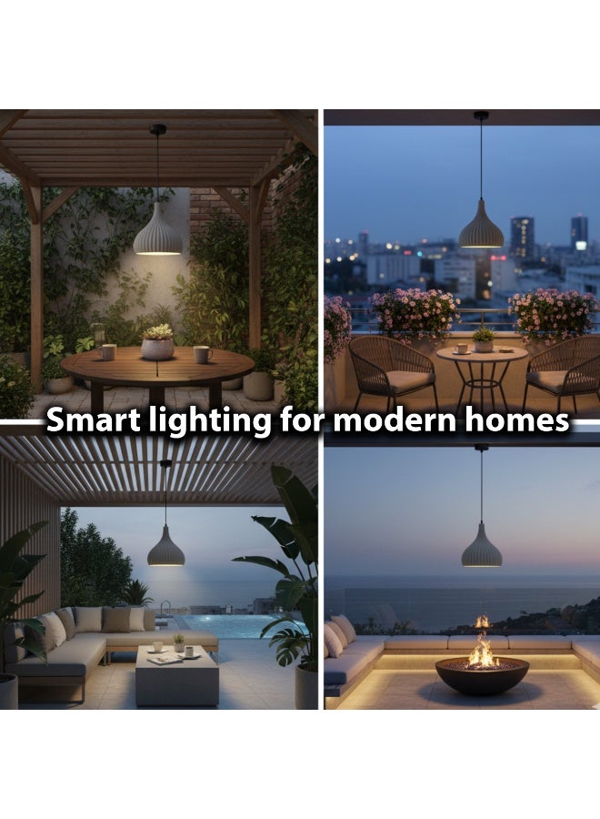 ALFRIDAY Outdoor Pendant Light, Textured Dome Shade, E27 Bulb Holder (Bulb Not Included), IP67 Waterproof, Adjustable 2 m Cord - Image 4