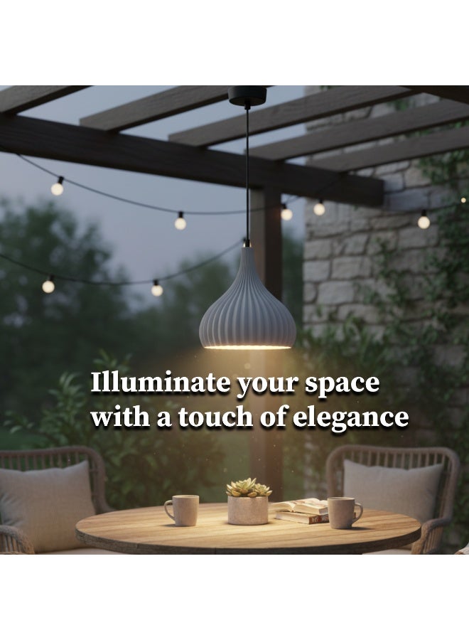 ALFRIDAY Outdoor Pendant Light, Textured Dome Shade, E27 Bulb Holder (Bulb Not Included), IP67 Waterproof, Adjustable 2 m Cord - Image 5