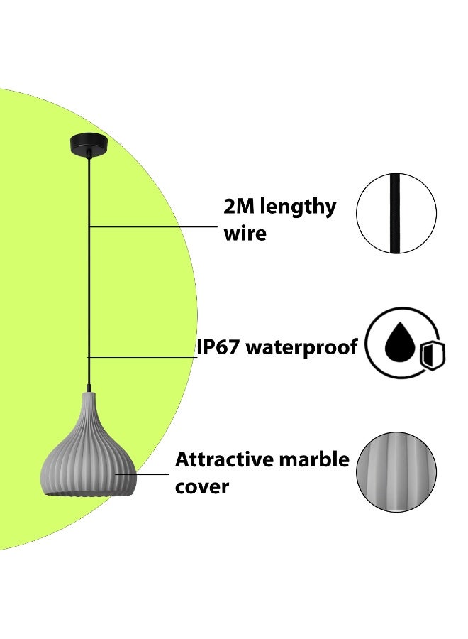 ALFRIDAY Outdoor Pendant Light, Textured Dome Shade, E27 Bulb Holder (Bulb Not Included), IP67 Waterproof, Adjustable 2 m Cord - Image 3