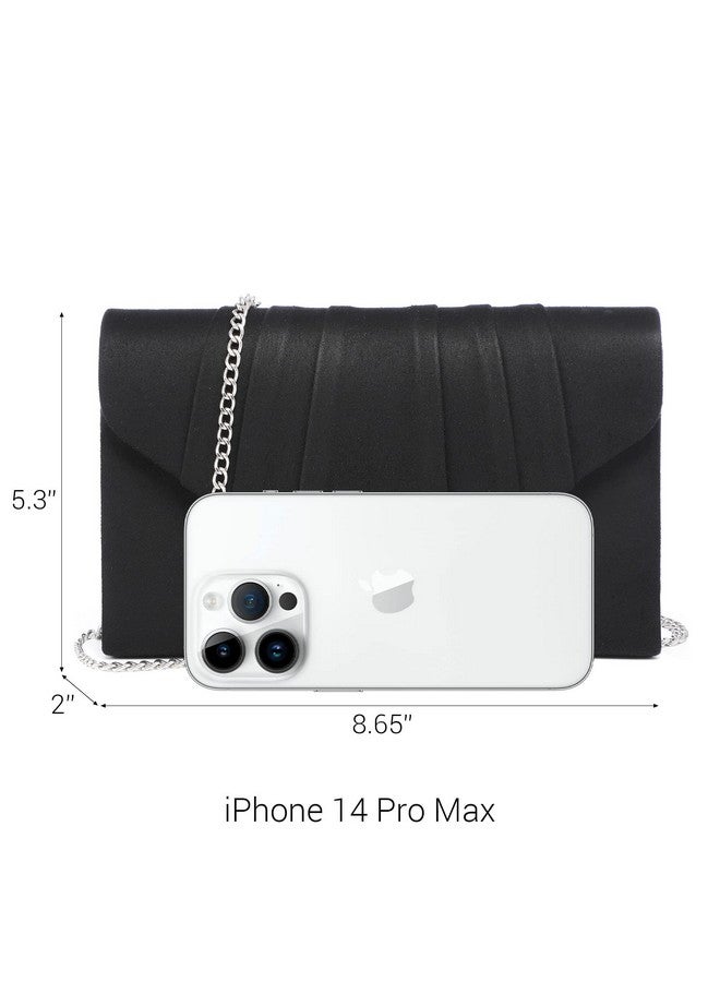 DASEIN Womens Evening Bag Velvety Pleated Envelope Clutch Handbag Wedding Party Bridal Purse (Black) - Image 4