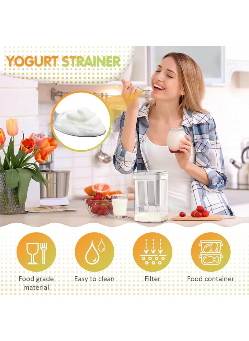 CASITO - CASITO Hung Curd Strainer Box Curd Maker and Greek Yogurt Maker 1100ml Fine Mesh Strainer with Lid Multifunctional Yoghurt Filter Curd Maker for Home Whey Separator VB14 - Image 1