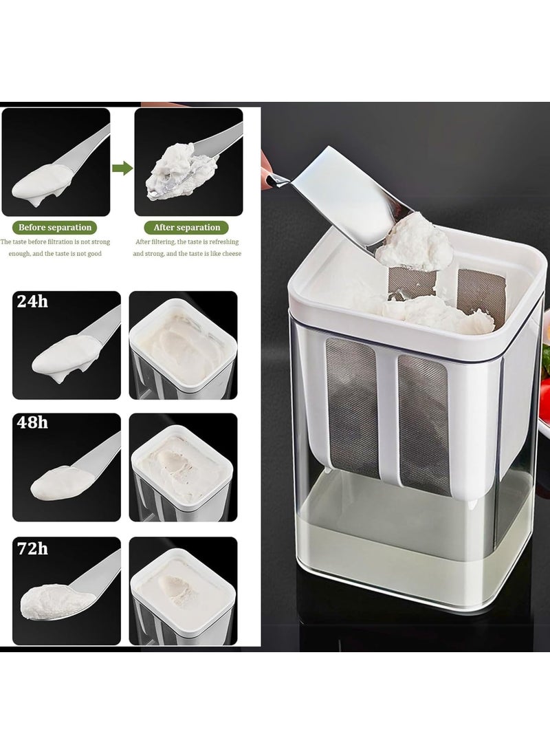 CASITO - CASITO Hung Curd Strainer Box Curd Maker and Greek Yogurt Maker 1100ml Fine Mesh Strainer with Lid Multifunctional Yoghurt Filter Curd Maker for Home Whey Separator VB14 - Image 1