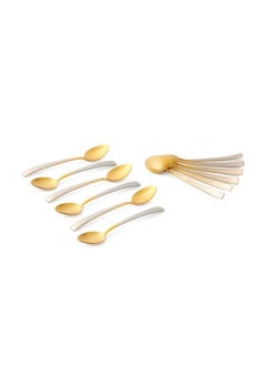 Life Smile 12pcs Cutlery Set, 18/10 Stainless Steel, Flatware Set, 12pcs Tea Spoon, Gold Gradient, for Home Kitchen, Mirror Polished - Dishwasher Safe  - Image 1