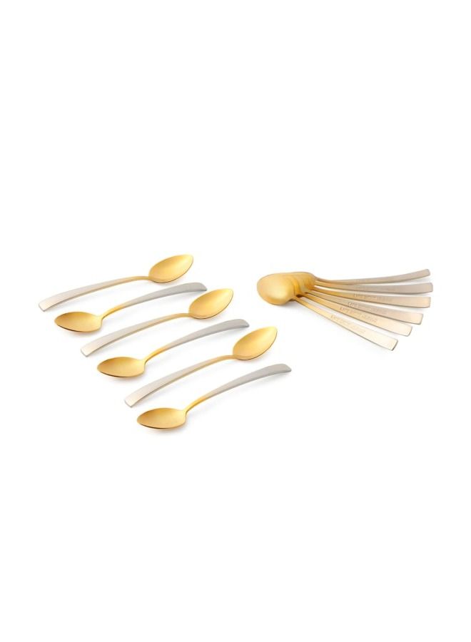 Life Smile 12pcs Cutlery Set, 18/10 Stainless Steel, Flatware Set, 12pcs Tea Spoon, Gold Gradient, for Home Kitchen, Mirror Polished - Dishwasher Safe - Image 1