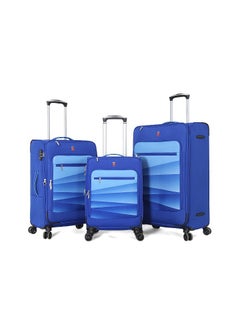 GIORDANO Softside Luggage Trolley Bag 3 Pieces Set With Double Spinner Wheel ,Blue (S-20inch,M-24inch,L-28inch)  - Image 1