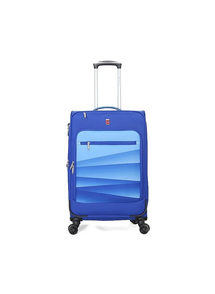 GIORDANO Softside Luggage Trolley Bag 3 Pieces Set With Double Spinner Wheel ,Blue (S-20inch,M-24inch,L-28inch)