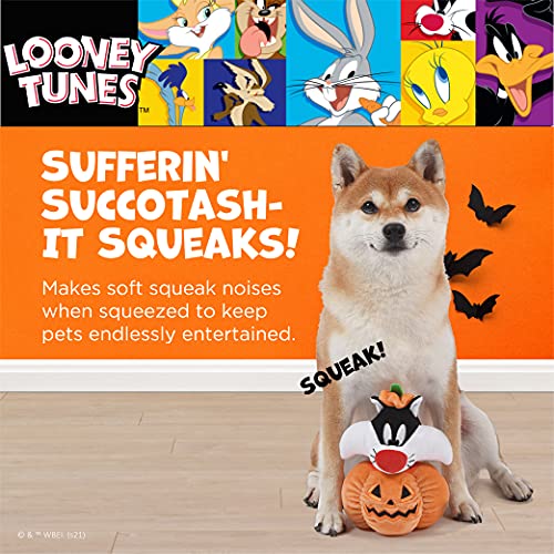 Looney Tunes for Pets Sylvester The Cat Halloween Pumpkin Head Plush Dog Toy | Stuffed Animal Toy for Dogs, Small Dog Toy Sylvester The Cat Squeaky Dog Toy Dog Chew Toy, 6 Inch - Image 3