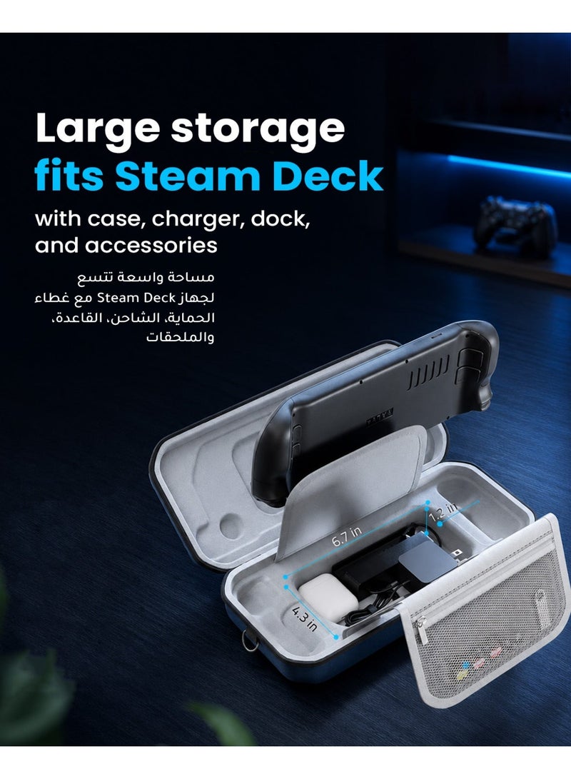 Syntech Hard Carrying Case Compatible with Steam Deck Accessories Console, Protective Case with Detachable Shoulder Strap, Built-in Stand, AC Charger Adapter Storage Space,Suitable for Travel ＆Storage - Image 3