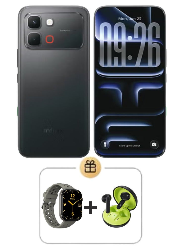 إنفينيكس نوت إيدج ثنائي الشريحة ظل أسود 8GB 256GB 5G - نسخة الشرق الأوسط مع XWatch H4 رمادي - Image 1