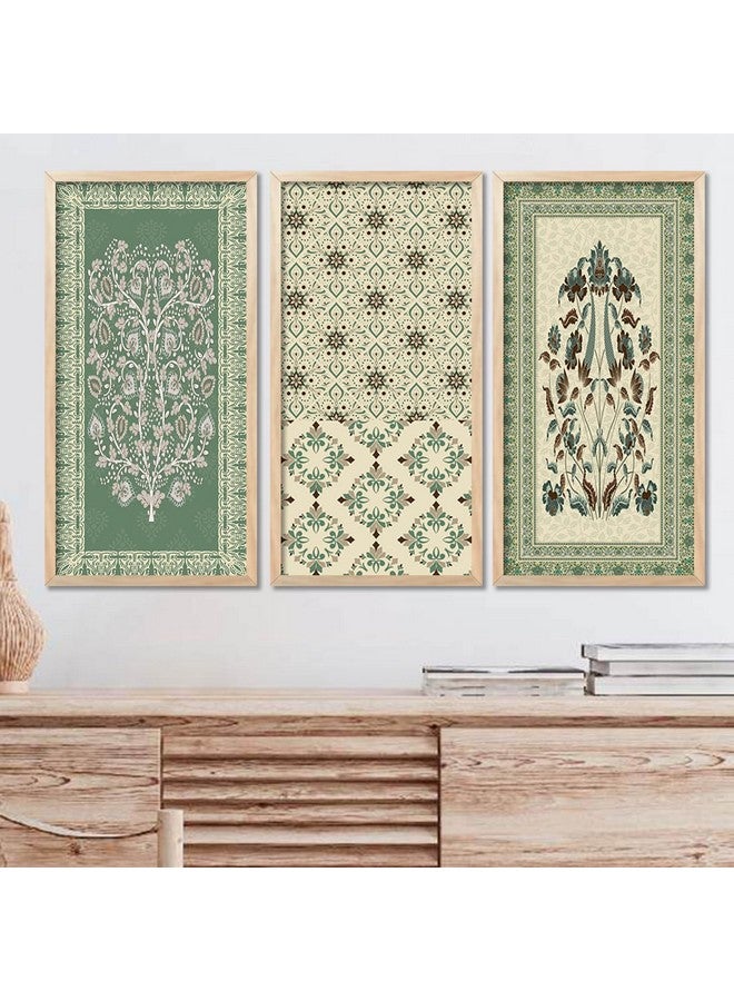 walllane Traditional Art Painting with Frame for Living Room | Indian Art Pichwai Wall Décor Paintings | Painting for wall Decoration set of 3 (10x19 inch, I) - Image 1