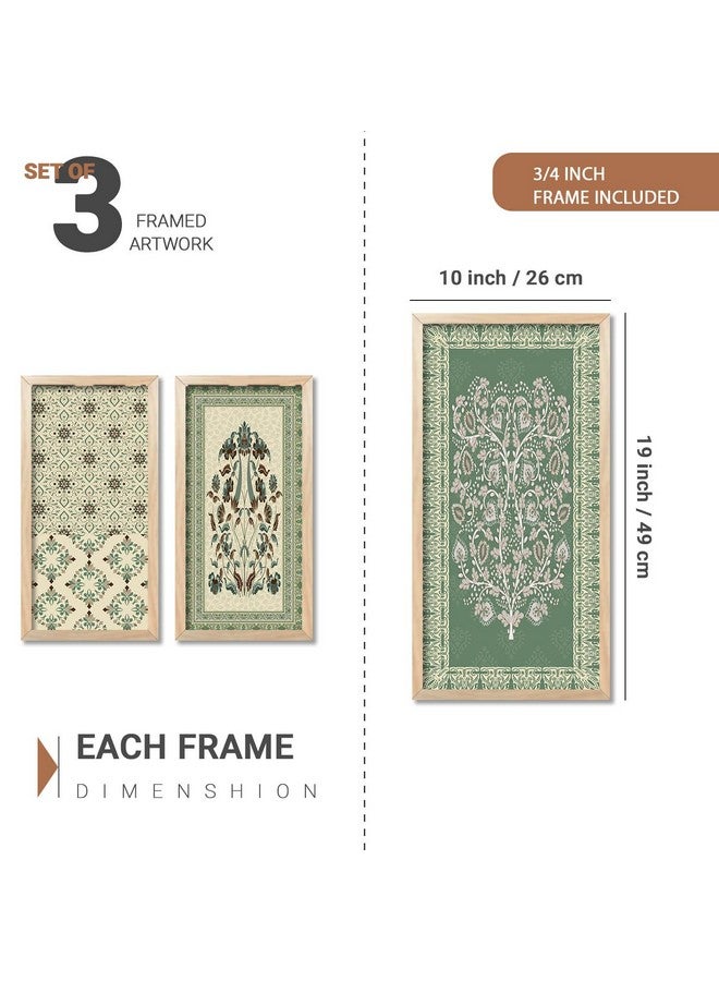 walllane Traditional Art Painting with Frame for Living Room | Indian Art Pichwai Wall Décor Paintings | Painting for wall Decoration set of 3 (10x19 inch, I) - Image 2