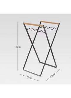 Generic Folding Stainless Steel Trash Bag Shelf with Convenient Wooden Handle for Outdoor Camping  - Image 2
