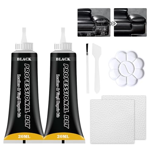 AAROVIBE Black Leather Repair Kit for Furniture, Leather Couch Repair Kit for Car Interiors, Seats, Steering Wheel, Sofa, Shoes, Restore Leather Scratch, Tears & Burn Hole with Easy Instructions - Image 1