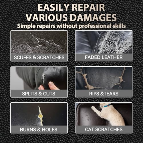 AAROVIBE Black Leather Repair Kit for Furniture, Leather Couch Repair Kit for Car Interiors, Seats, Steering Wheel, Sofa, Shoes, Restore Leather Scratch, Tears & Burn Hole with Easy Instructions - Image 2