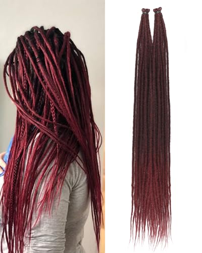Miss Sula 24 Inch Dreadlock Extensions 06 cm Width 20 StrandsOmbre Burgundy Crochet HairSoft Hippie SE Dreads Synthetic Loc Extensions for Women and Men242 Packs1BBug - Image 1