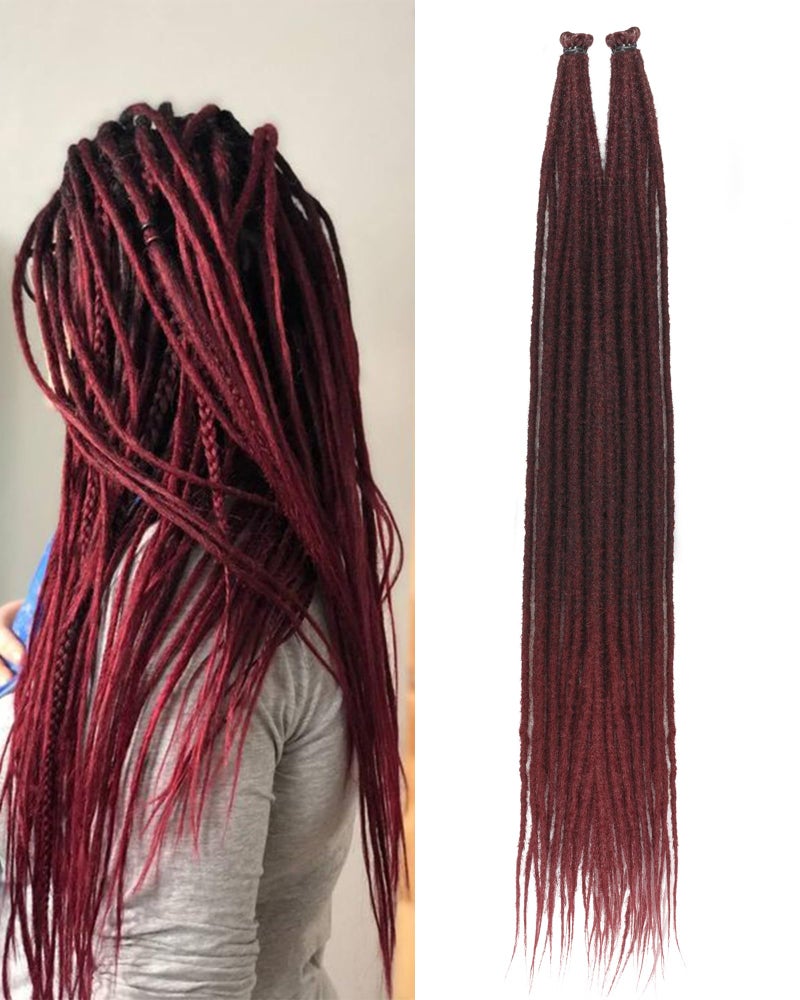 Miss Sula 24 Inch Dreadlock Extensions 06 cm Width 20 StrandsOmbre Burgundy Crochet HairSoft Hippie SE Dreads Synthetic Loc Extensions for Women and Men242 Packs1BBug - Image 2
