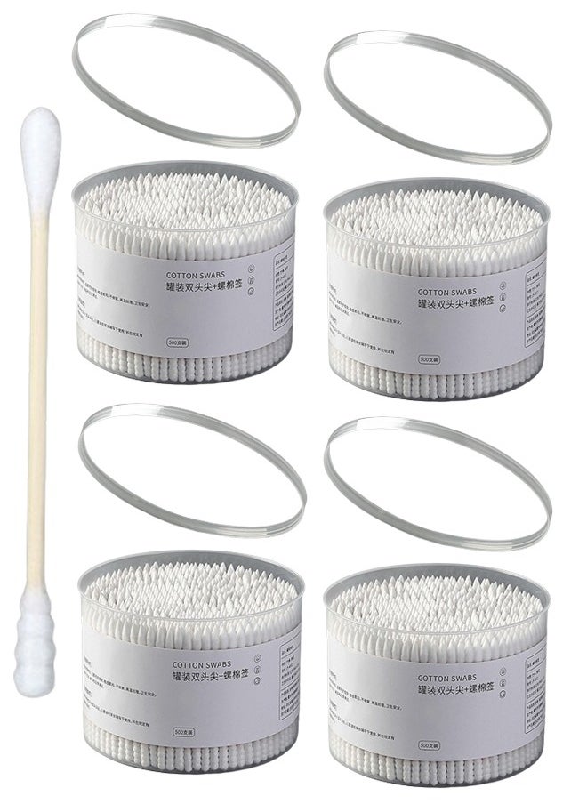 ZCM-HAPPY - 2000 PCS Double-Headed Cotton Swabs - Disposable, Soft, Multipurpose for Ear Cleaning, Baby Care and Makeup Removal (Round and Screw) - Image 1