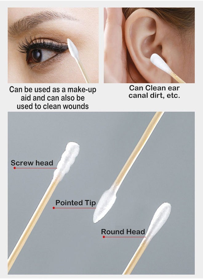 ZCM-HAPPY - 2000 PCS Double-Headed Cotton Swabs - Disposable, Soft, Multipurpose for Ear Cleaning, Baby Care and Makeup Removal (Round and Screw) - Image 1