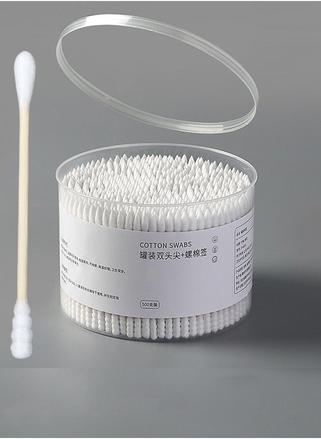 ZCM-HAPPY - 2000 PCS Double-Headed Cotton Swabs - Disposable, Soft, Multipurpose for Ear Cleaning, Baby Care and Makeup Removal (Round and Screw) - Image 1