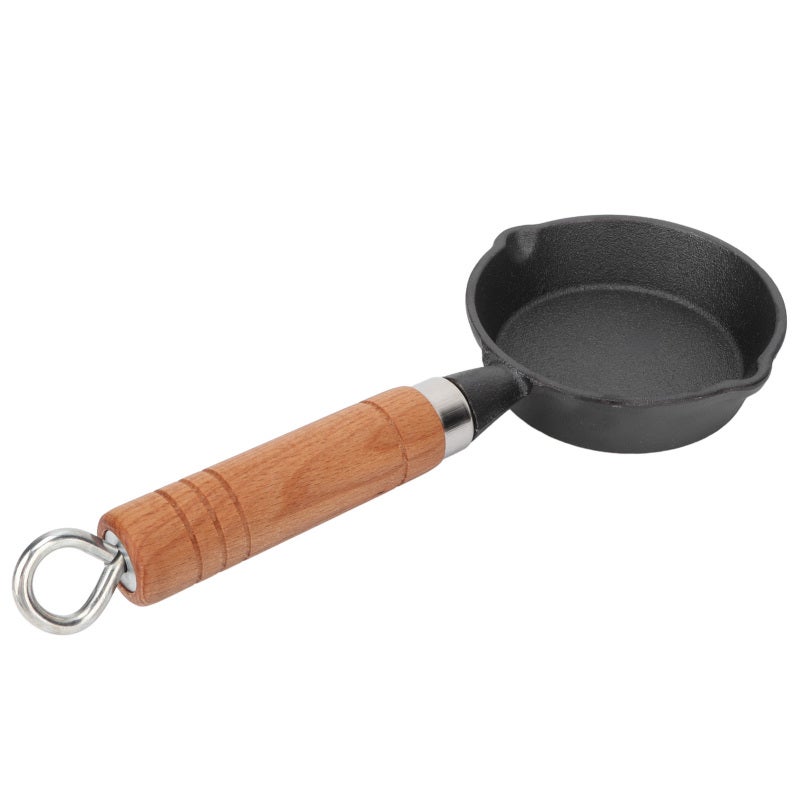 Casting Iron Pan: Flat Bottomed, Even Heat Distribution, Ergonomic Wood Handle - Durable Material, Egg Frying Pan for Home Kitchens Restaurants - Image 4