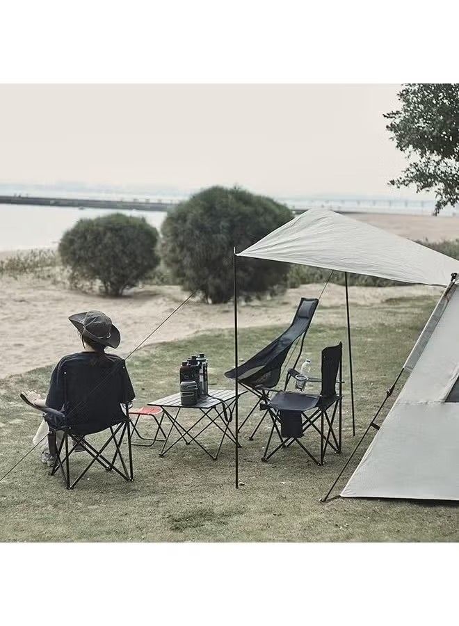 كادي ون كرسيين تخييم محمولين كرسي تخييم قابل للطي مع مساند للذراعين وحامل أكواب كراسي صيد مع حقيبة حمل كرسي شاطئ محمول خفيف الوزن مثالي للرحلات والسفر باللون الأسود - Image 3