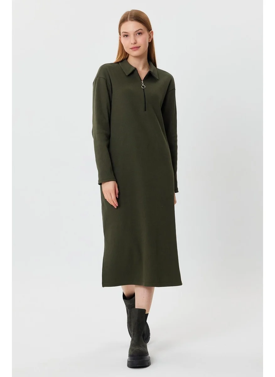 الكسندر جاردي Polo Collar Zippered Tunic Dress (B23-00179)