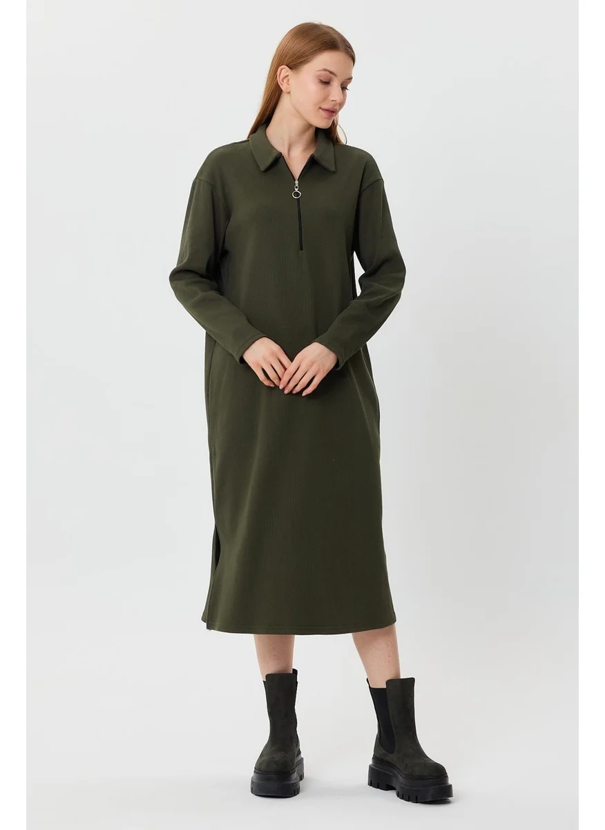 الكسندر جاردي Polo Collar Zippered Tunic Dress (B23-00179)