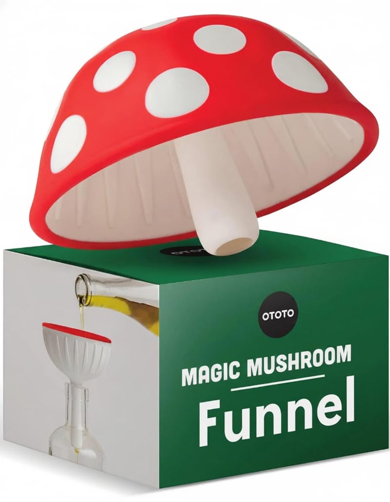 OTOTO Mushroom Foldable Small Kitchen Funnel with Wide Mouth for Jars Bottle Liquid Transfer Silicone 100 Food Safe BPA Free Dishwasher Safe