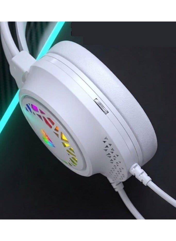 أولا سماعة ألعاب سلكية Aula S611 بصوت ستريو وإضاءة RGB وميكروفون بخاصية إلغاء الضوضاء، ومحركات 50 مم لأجهزة الكمبيوتر و PS4 - أبيض - Image 3