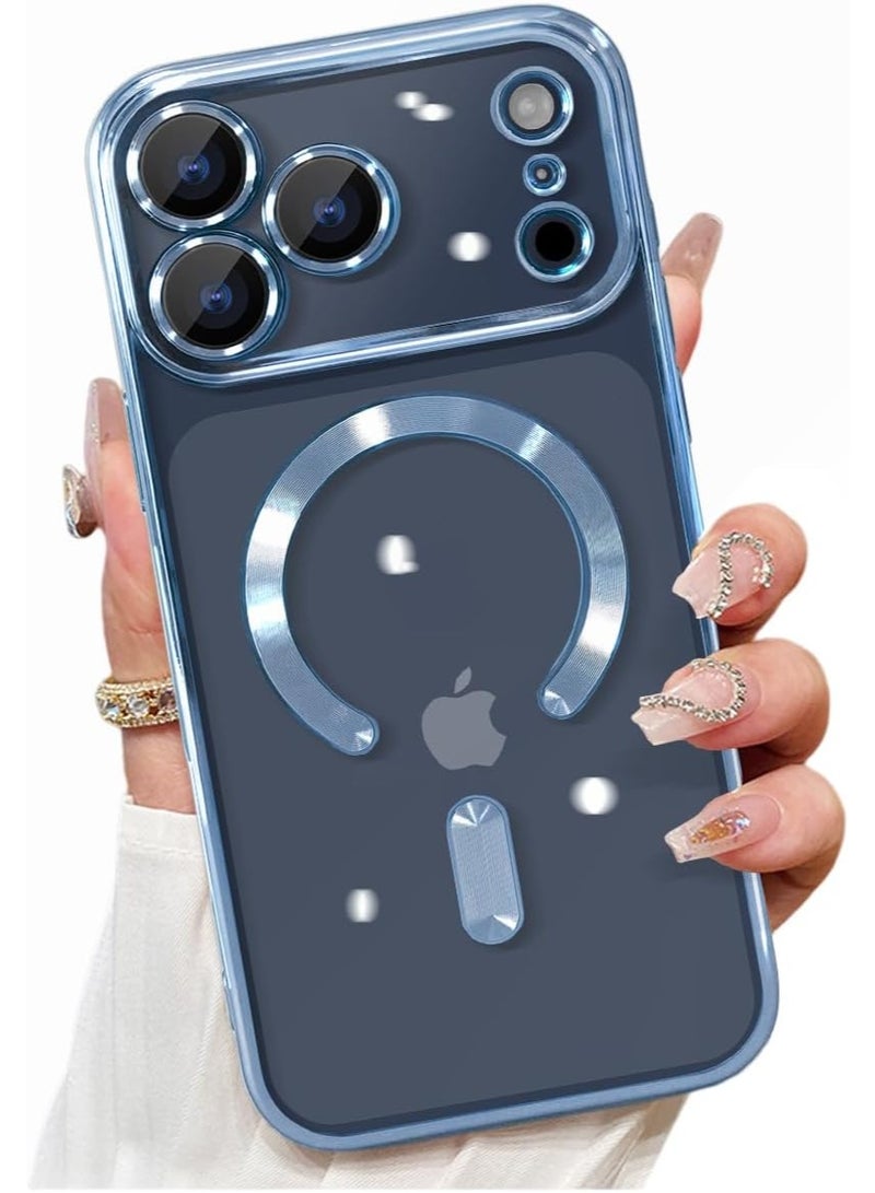 Denx Magnetic for iPhone 17 Pro Case Clear, [Compatible with Magsafe,Built-in Camera Lens Protector], Soft Slim Phone Case Cover for iPhone 17 Pro - Blue - Image 1