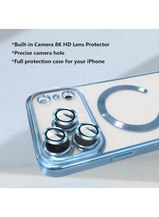 Denx Magnetic for iPhone 17 Pro Case Clear, [Compatible with Magsafe,Built-in Camera Lens Protector], Soft Slim Phone Case Cover for iPhone 17 Pro - Blue - Image 4