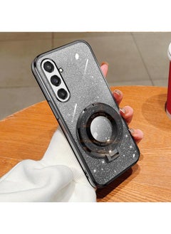 ماركة غير محددة جراب هاتف دائري من مادة TPU بحامل متدرج لامع لهاتف Samsung Galaxy S23 FE (أسود) 