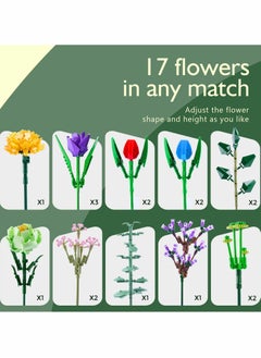 Excefore Flower Bouquet Building Kit, Artificial Flowers Botanical Collection Block Toys for Adults & Girls Ages 7+, Mothers Day Valentines Birthday Gifts Mom Women Girlfriends (999 pcs)  - Image 2