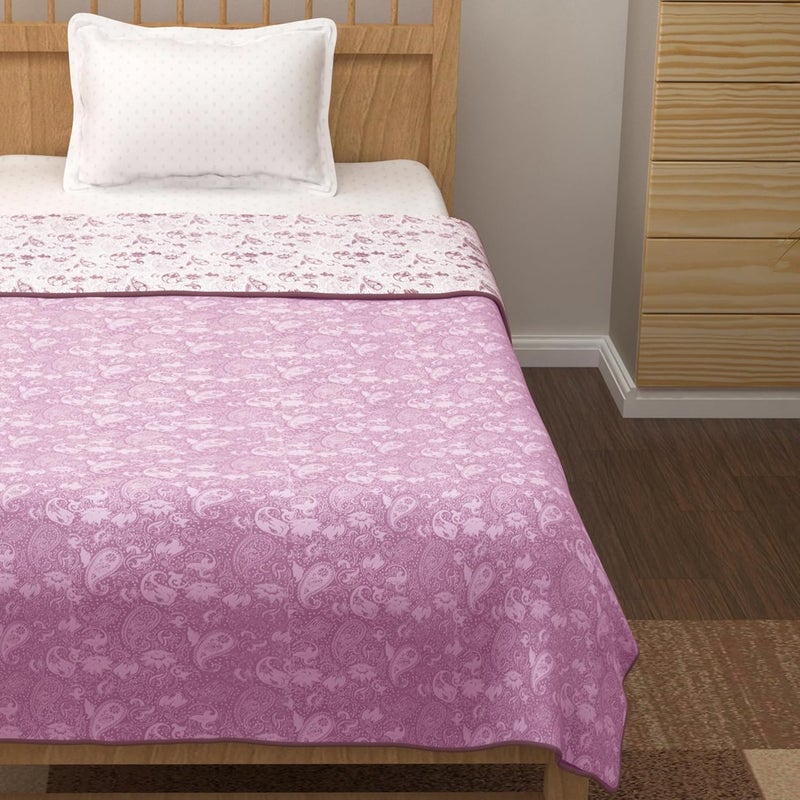 Story@Home Story@Home Dohar Single Bed |150GSM Quilt Blanket | 144X 220 cm |100% Cotton Reversible Dohar Single Bed | Floral & Motif Pattern| Pink & White Blanket | AC Dohar | Perfect for Festive Gifting  - Image 4