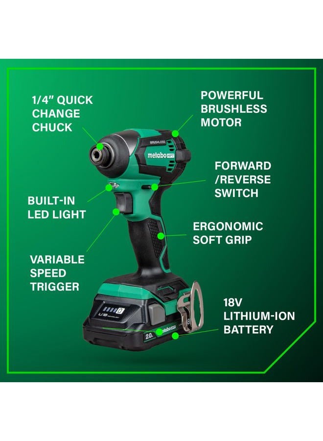 Metabo HPT مجموعة مثقاب سلكي بدون فرشاة 18 فولت MultiVolt™ ومؤثر | تشمل بطاريتين 18 فولت 2.0Ah | ضمان مدى الحياة للأداة | KC18DEXQB - Image 3
