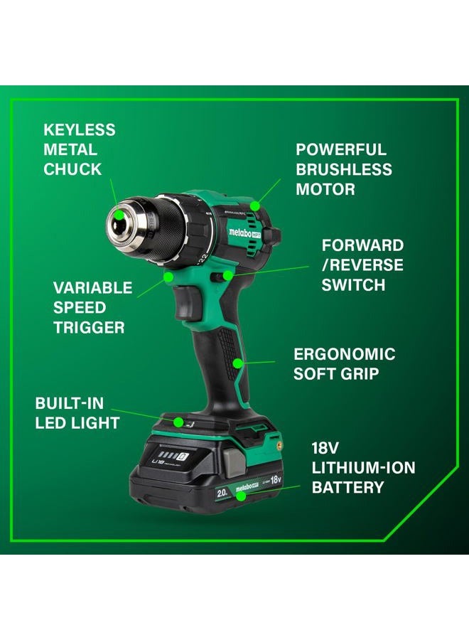 Metabo HPT مجموعة مثقاب سلكي بدون فرشاة 18 فولت MultiVolt™ ومؤثر | تشمل بطاريتين 18 فولت 2.0Ah | ضمان مدى الحياة للأداة | KC18DEXQB - Image 4
