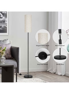 شاربدو مصباح أرضي شاربدو RGB مع عاكس الضوء من الكتان، مصباح أرضي للمنزل الحديث، جهاز تحكم عن بعد لاسلكي، مصباح أرضي أسود 18x18x180 سنتيمتر  - Image 4