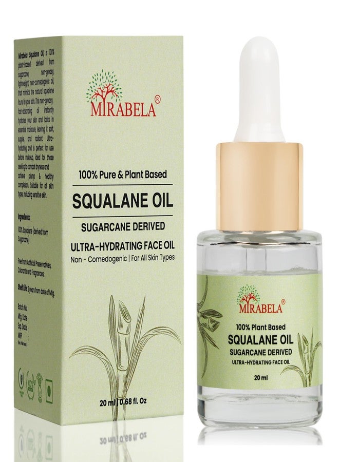 Mirabela Squalane Oil for Face - Hydrating Face Oil for Glowing Skin, Hydration, Lightweight Moisturizer, 100% Plant Derived Sugarcane Squalane Oil from France, Non-Comedogenic, All Skin Types, 20ml - Image 1