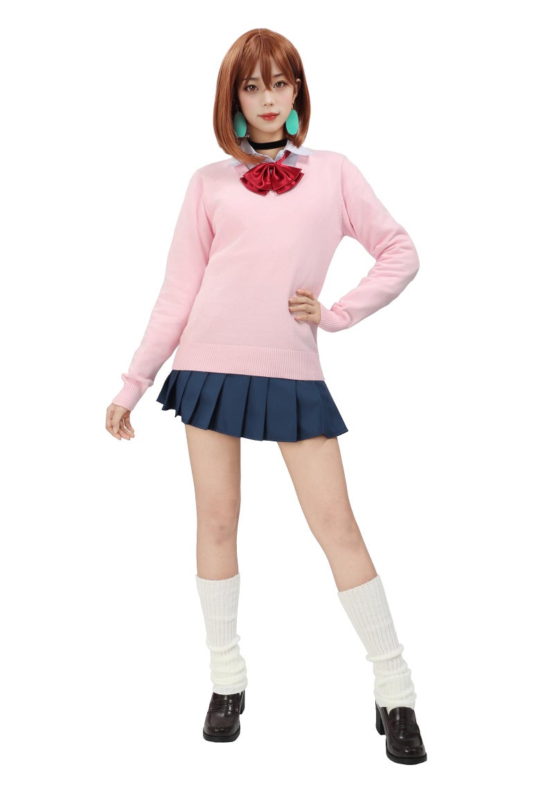 C-ZOFEK Ayase Cosplay Costume Full Set Uniform Outfits Shirts Pullover Skirts Earring for Adult Women Halloween Party (Pink, Large) - Image 2