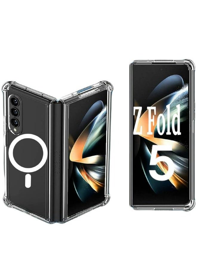 Generic - Clear Galaxy Case for Samsung Galaxy Z Fold 5, Compatible with MagSafe Wireless Charging, Ultra Slim Shockproof Clear Cover - Image 1