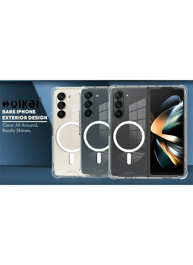 Generic - Clear Galaxy Case for Samsung Galaxy Z Fold 5, Compatible with MagSafe Wireless Charging, Ultra Slim Shockproof Clear Cover - Image 1
