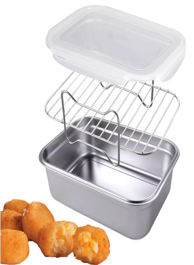 HSHQING Better Breader Shaker Bowl with Lid, 2.6QT Stainless Steel Breading Shaker Bowl for Fried Fish, Chicken, Flour Coating - Image 1