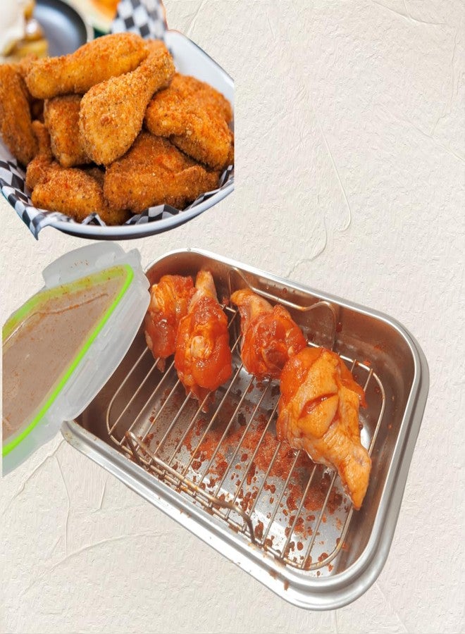 HSHQING Better Breader Shaker Bowl with Lid, 2.6QT Stainless Steel Breading Shaker Bowl for Fried Fish, Chicken, Flour Coating - Image 3